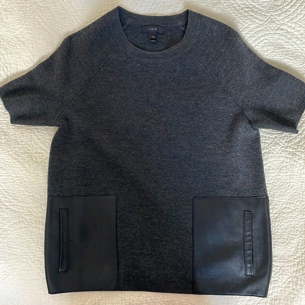 JCREW Dark Grey/Charcoal shirt with faux leather pockets